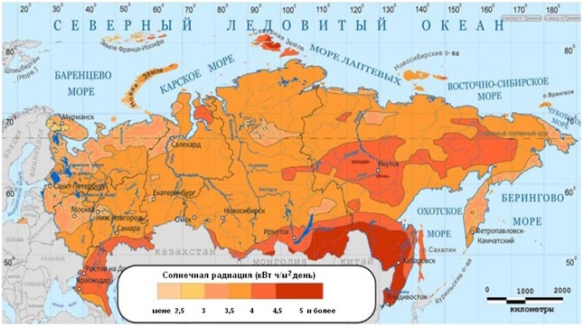 Карта инсоляции районов России